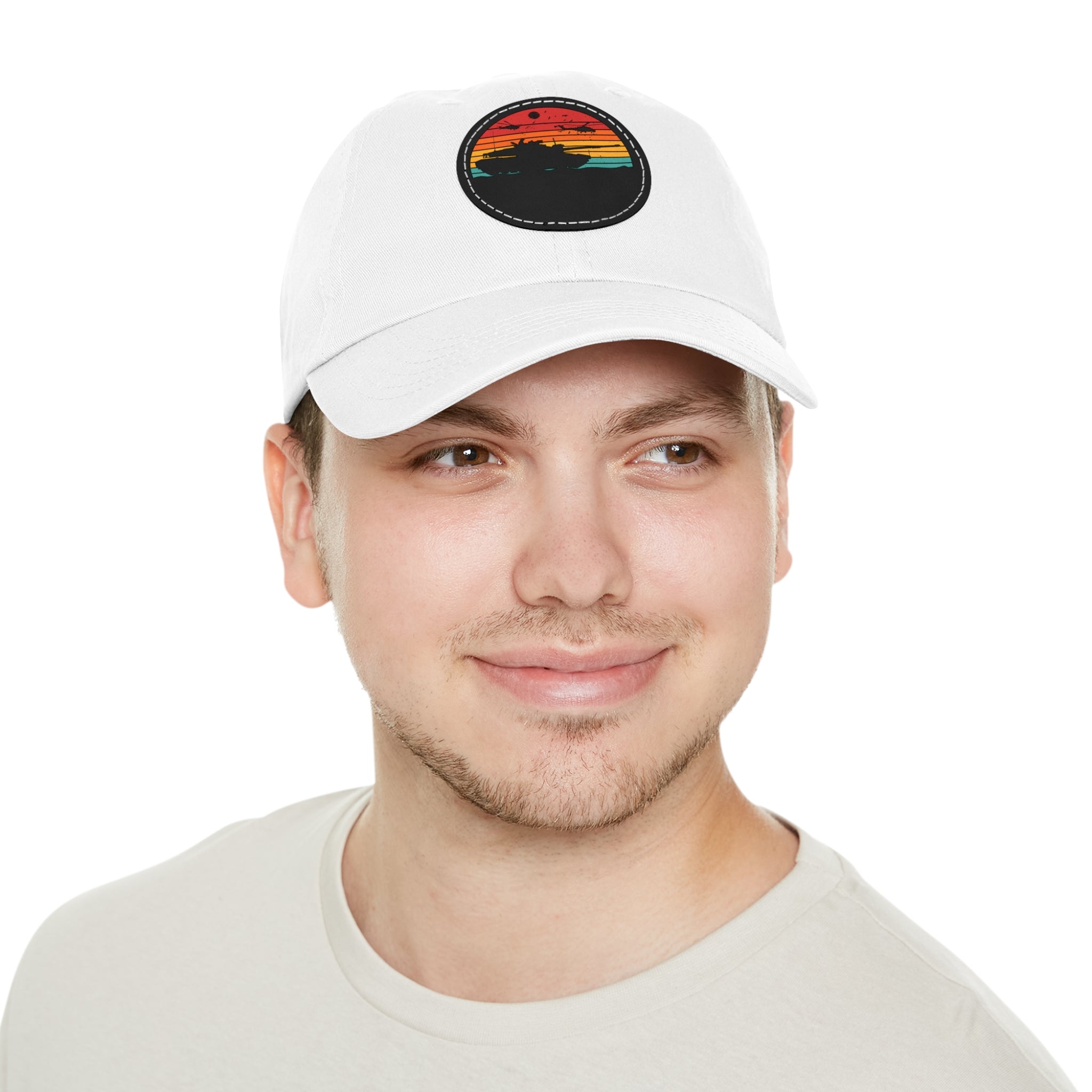 Retro Sunset Dad Hat with Leather Patch